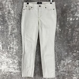 Talbots Size 2 Slim Ankle Jeans Denim Pants Ivory Button Zip Casual Cotton